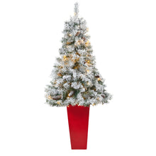 Load image into Gallery viewer, 5' Flocked White River Mountain Pine Artificial Christmas Tree w/ Pinecones