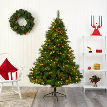 Load image into Gallery viewer, 6.5' West Virginia Full Bodied Mixed Pine Artificial Christmas Tree w/ 400 LED