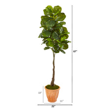 Load image into Gallery viewer, 67" Fiddle Leaf Artificial Tree in Terra-Cotta Planter (Real Touch)
