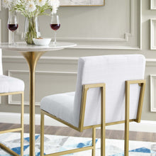 Load image into Gallery viewer, Privy Gold Stainless Steel Upholstered Fabric Bar Stool by Modway
