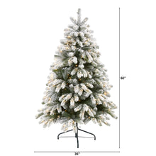 Load image into Gallery viewer, 5' Flocked South Carolina Spruce Artificial Christmas Tree w300 Clear Lights