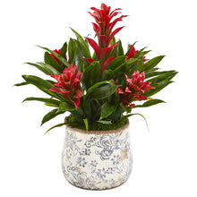 Load image into Gallery viewer, 18" Bromeliad Artificial Plant in Floral Vase