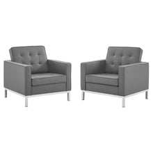 Load image into Gallery viewer, Loft Tufted Vegan Leather Armchairs Set of 2 by Modway