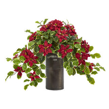 Load image into Gallery viewer, 21" Poinsettia and Variegated Holly Artificial Plant in Decorative Planter