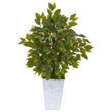 Load image into Gallery viewer, 17" Mini Ficus Artificial Tree in Embossed White Planter