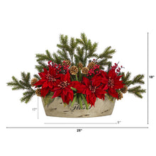 Load image into Gallery viewer, 25" Poinsettia, Succulent and Pine Artificial Arrangement in Decorative Vase