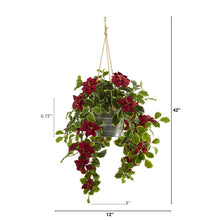 Load image into Gallery viewer, 3.5' Poinsettia and Variegated Holly Artificial Plant in Hanging Metal Bucket