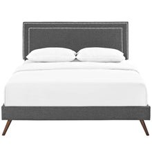 Load image into Gallery viewer, Virginia Fabric Queen Platform Bed with Round Splayed Legs by Modway