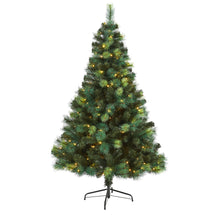 Load image into Gallery viewer, 6' Assorted Green Scotch Pine Artificial Christmas Tree with 250 LED Lights