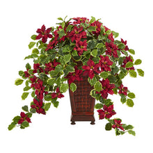 Load image into Gallery viewer, 25" Poinsettia and Variegated Holly Artificial Plant in Planter (Real Touch)