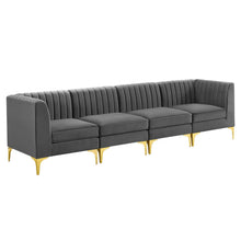 Load image into Gallery viewer, Triumph Channel Tufted Performance Velvet 4-Seater Sofa by Modway
