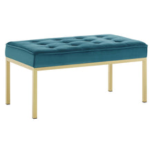 Load image into Gallery viewer, Loft Gold Stainless Steel Leg Medium Performance Velvet Bench by Modway