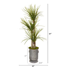 Load image into Gallery viewer, 67" Yucca Artificial Tree in Copper Trimmed Metal Planter
