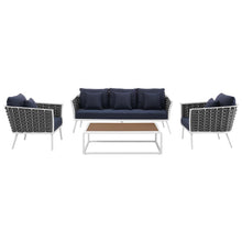 Load image into Gallery viewer, Stance 4 Piece Outdoor Patio Aluminum Sectional Sofa Set by Modway