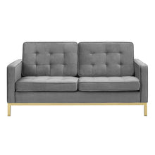 Load image into Gallery viewer, Loft Gold Stainless Steel Leg Performance Velvet Loveseat by Modway