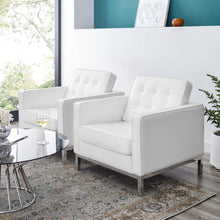 Load image into Gallery viewer, Loft Tufted Vegan Leather Armchairs Set of 2 by Modway