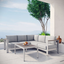 Load image into Gallery viewer, Shore 4 Piece Outdoor Patio Aluminum Sectional Sofa Set by Modway