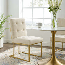 Load image into Gallery viewer, Privy Gold Stainless Steel Upholstered Fabric Dining Accent Chair by Modway