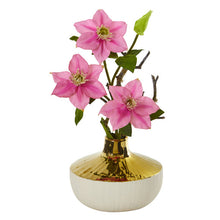 Load image into Gallery viewer, 16" Anemone Artificial Arrangement in Gold and Cream Elegant Vase