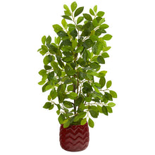 Load image into Gallery viewer, 34" Ficus Artificial Tree in Decorative Red Planter