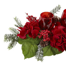 Load image into Gallery viewer, Triple Hydrangea Red Candelabrum