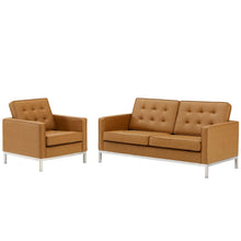 Load image into Gallery viewer, Loft Tufted Upholstered Faux Leather Loveseat and Armchair Set by Modway