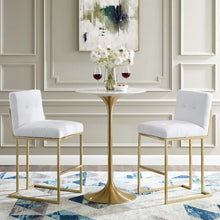 Load image into Gallery viewer, Privy Gold Stainless Steel Upholstered Fabric Bar Stool Set of 2 by Modway