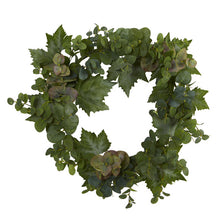 Load image into Gallery viewer, 24" Grape Leaf and Eucalyptus Artificial Wreath