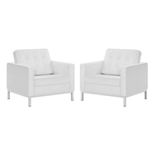 Load image into Gallery viewer, Loft Tufted Vegan Leather Armchairs Set of 2 by Modway