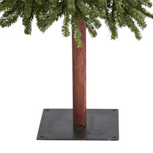 Load image into Gallery viewer, 7' Grand Alpine Artificial Christmas Tree with 400 Clear Lights w/Natural Trunk