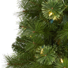 Load image into Gallery viewer, 6' Green Pencil Artificial Christmas Tree with 150 Clear LED Lights