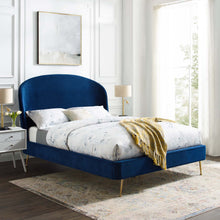 Load image into Gallery viewer, Mira Upholstered Performance Velvet Queen Platform Bed by Modway