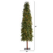 Load image into Gallery viewer, 7' Grand Alpine Artificial Christmas Tree with 400 Clear Lights w/Natural Trunk