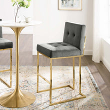 Load image into Gallery viewer, Privy Gold Stainless Steel Performance Velvet Bar Stool by Modway