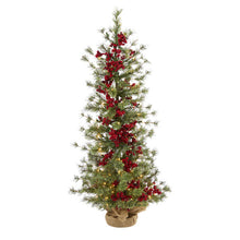 Load image into Gallery viewer, 4' Berry and Pine Artificial Christmas Tree with 100 Warm White Lights