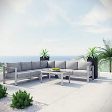 Load image into Gallery viewer, Shore 6 Piece Outdoor Patio Aluminum Sectional Sofa Set by Modway