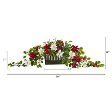 Load image into Gallery viewer, 39" Poinsettia and Variegated Holly Artificial Plant in Decorative Planter