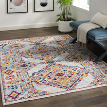 Load image into Gallery viewer, Entourage Khalida Distressed Vintage Floral Lattice 5x8 Area Rug by Modway