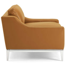 Load image into Gallery viewer, Harness Stainless Steel Base Leather Armchair by Modway