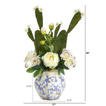 Load image into Gallery viewer, 29" Cymbidium Orchid, Peony and Cactus Succulent Artificial Arrangement