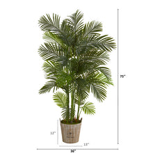 Load image into Gallery viewer, 75" Areca Palm Artificial Tree in Farmhouse Planter