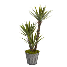 Load image into Gallery viewer, 52" Yucca Artificial Tree in Embossed Black Planter