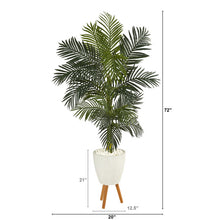 Load image into Gallery viewer, 6' Golden Cane Artificial Palm Tree in White Planter with Stand