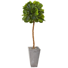 Load image into Gallery viewer, 70" Fiddle Leaf Artificial Tree in Cement Planter (Real Touch)