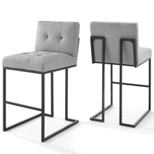 Load image into Gallery viewer, Privy Black Stainless Steel Upholstered Fabric Bar Stool Set of 2 by Modway