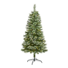 Load image into Gallery viewer, 5' Wisconsin Slim Snow Tip Pine Artificial Christmas Tree w/ 150 Clear LED Light