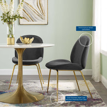 Load image into Gallery viewer, Scoop Gold Stainless Steel Leg Performance Velvet Dining Chair by Modway