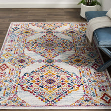 Load image into Gallery viewer, Entourage Khalida Distressed Vintage Floral Lattice 5x8 Area Rug by Modway
