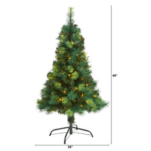 Load image into Gallery viewer, 4' Assorted Green Scotch Pine Artificial Christmas Tree with 70 LED Lights