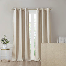Load image into Gallery viewer, Sunsmart Como 100% Polyester Printed Faux Silk Total Blackout Window Panel Pair- Taupe SS40-0140 By Olliix